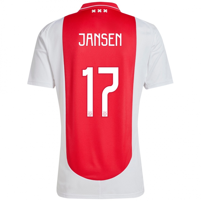 Uomo Maglia Bente Jansen #17 Rosso Bianco Kit Gara Home 2024/25 Maglietta