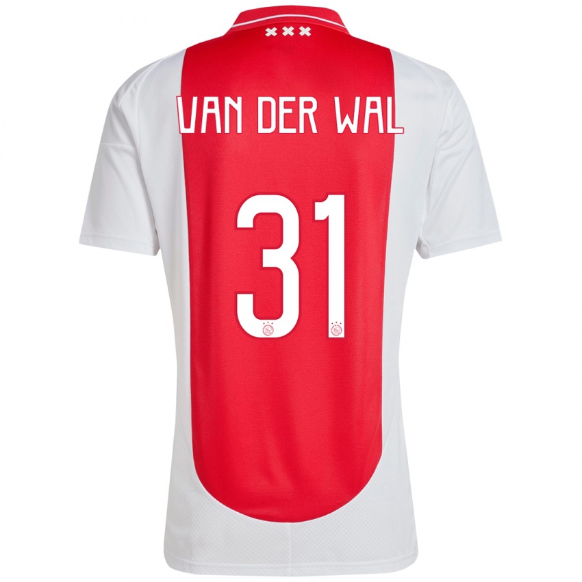 Uomo Maglia Dionne Van Der Wal #31 Rosso Bianco Kit Gara Home 2024/25 Maglietta