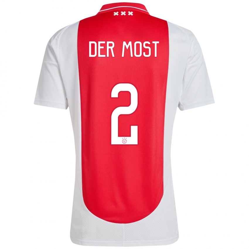 Uomo Maglia Liza Van Der Most #2 Rosso Bianco Kit Gara Home 2024/25 Maglietta