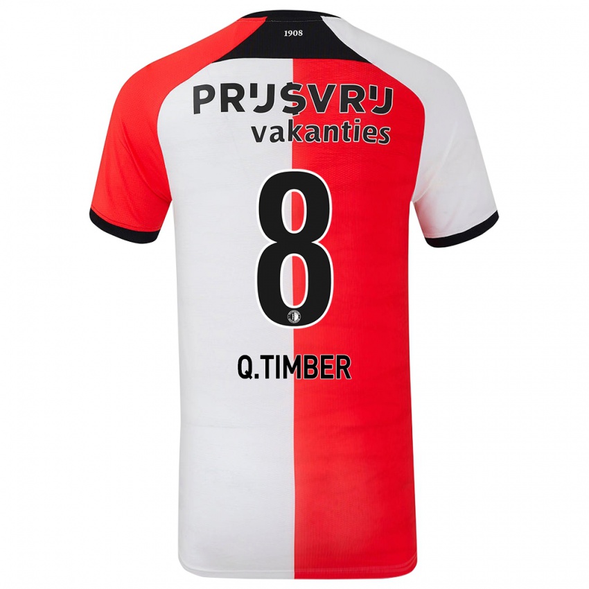 Uomo Maglia Quinten Timber #8 Rosso Bianco Kit Gara Home 2024/25 Maglietta