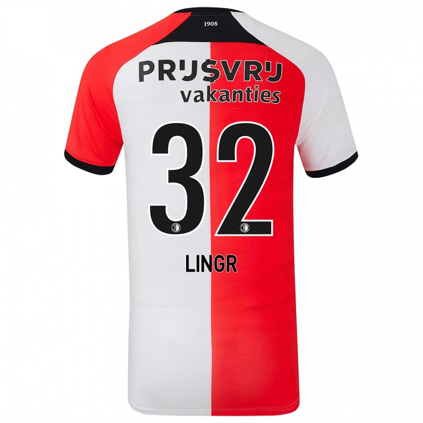 Uomo Maglia Ondrej Lingr #32 Rosso Bianco Kit Gara Home 2024/25 Maglietta