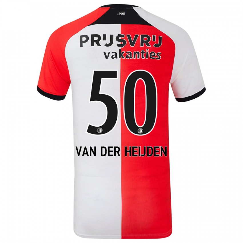 Uomo Maglia Delano Van Der Heijden #50 Rosso Bianco Kit Gara Home 2024/25 Maglietta