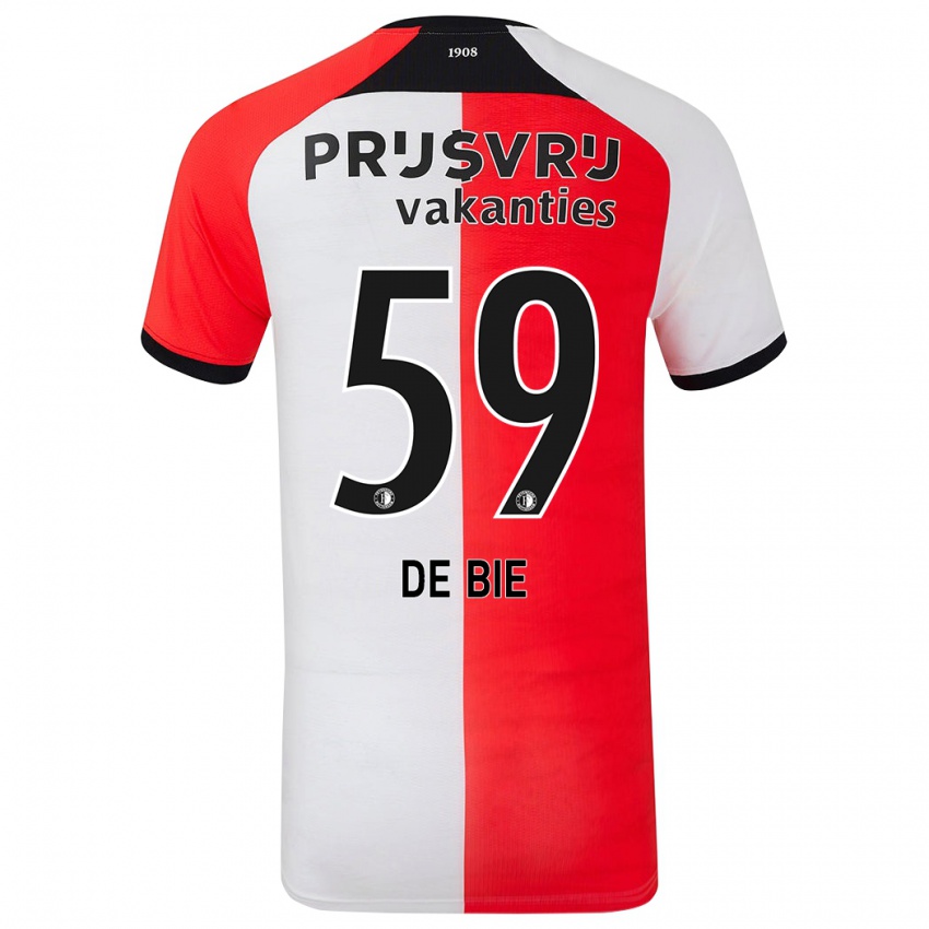 Uomo Maglia Joey De Bie #59 Rosso Bianco Kit Gara Home 2024/25 Maglietta