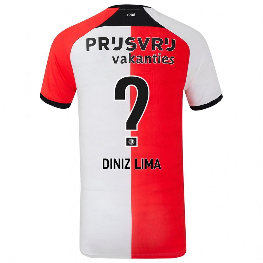 Uomo Maglia Lucas Diniz Lima #0 Rosso Bianco Kit Gara Home 2024/25 Maglietta