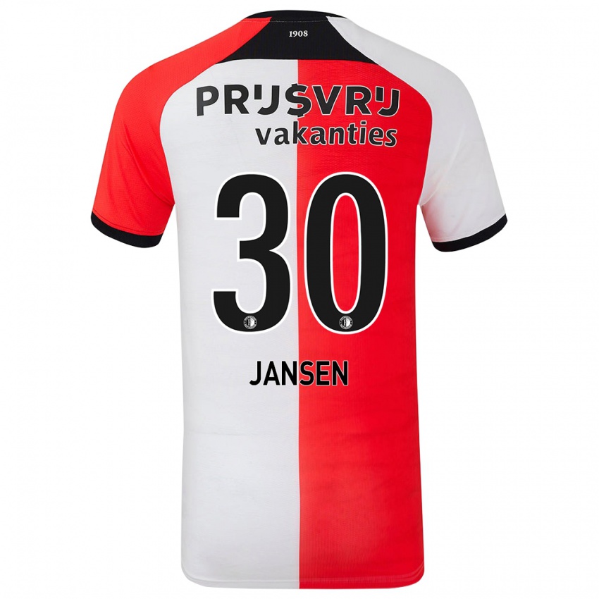 Uomo Maglia Thijs Jansen #30 Rosso Bianco Kit Gara Home 2024/25 Maglietta