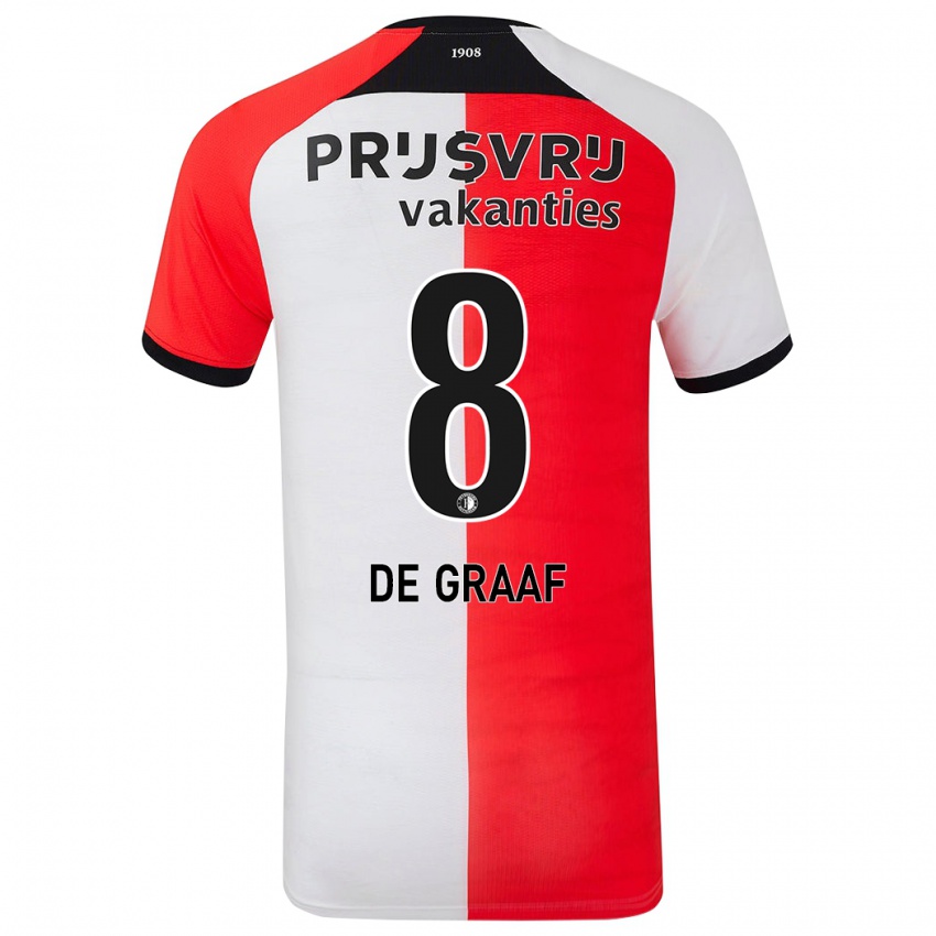 Uomo Maglia Esmee De Graaf #8 Rosso Bianco Kit Gara Home 2024/25 Maglietta