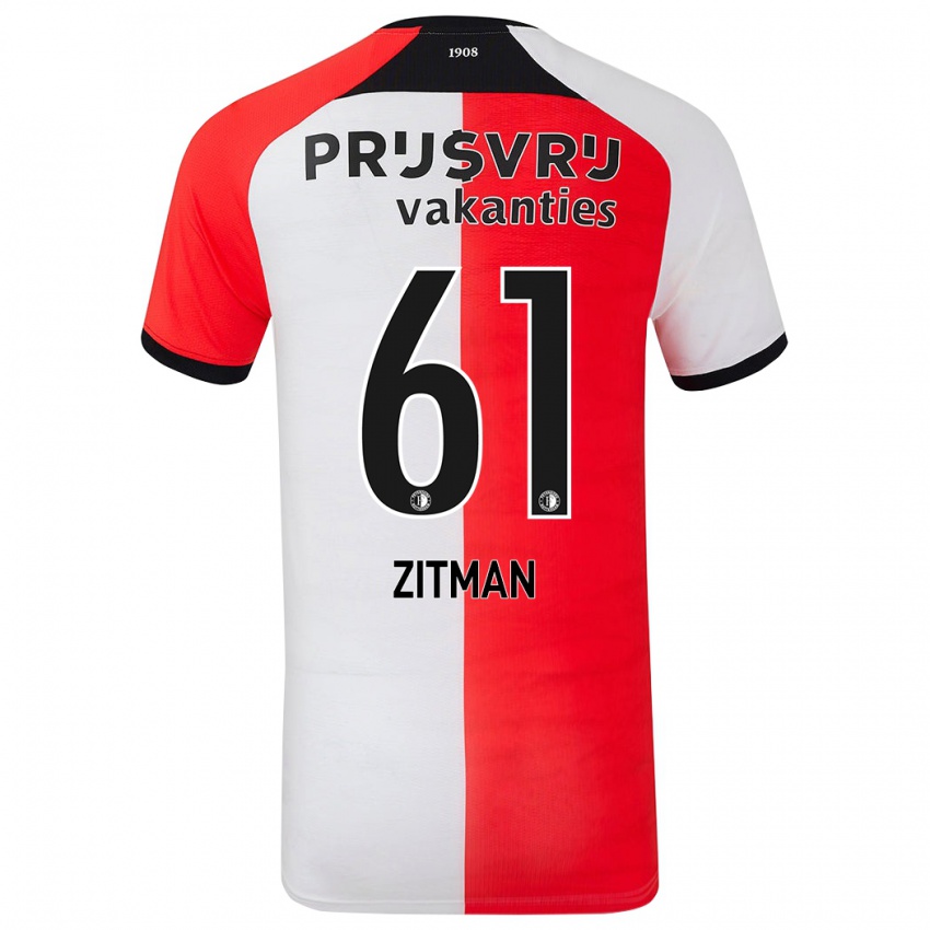 Uomo Maglia Sven Zitman #61 Rosso Bianco Kit Gara Home 2024/25 Maglietta