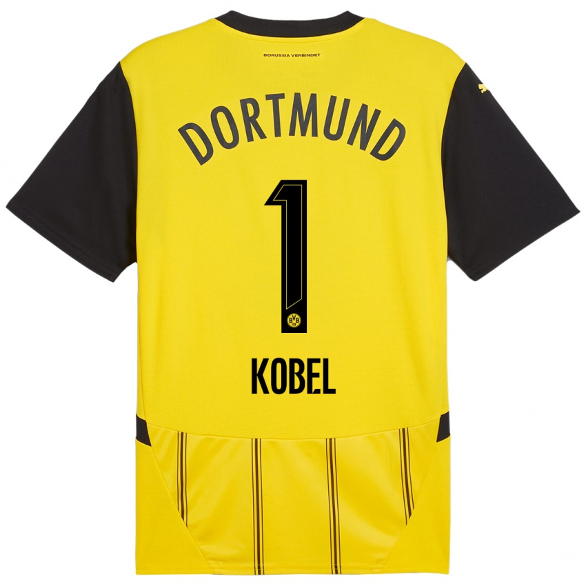 Uomo Maglia Gregor Kobel #1 Giallo Nero Kit Gara Home 2024/25 Maglietta