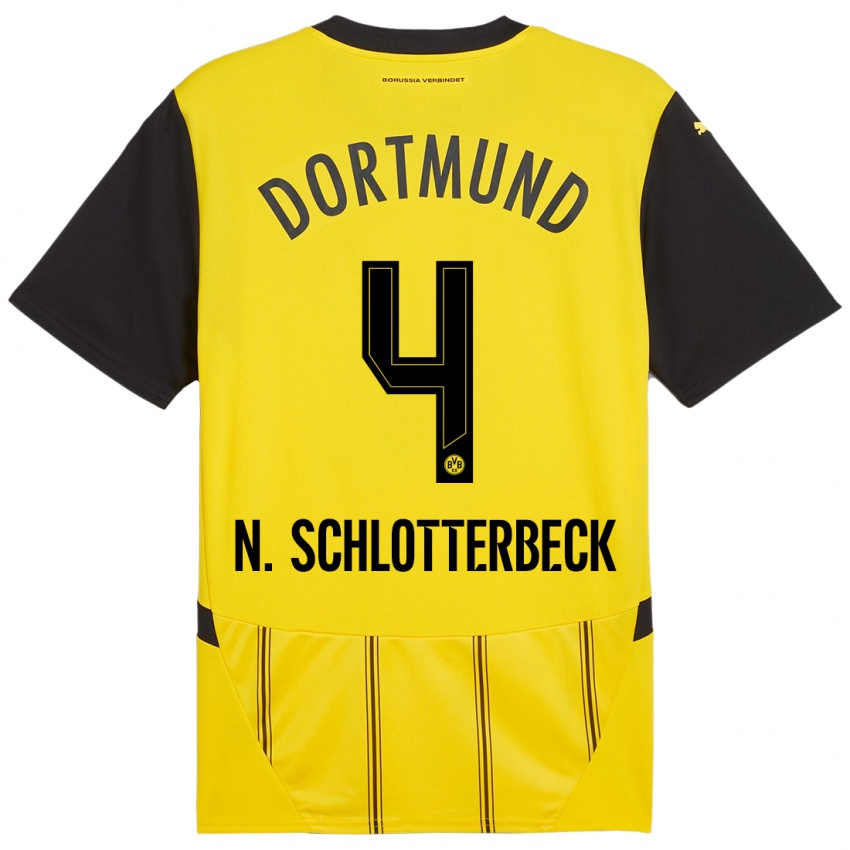 Uomo Maglia Nico Schlotterbeck #4 Giallo Nero Kit Gara Home 2024/25 Maglietta