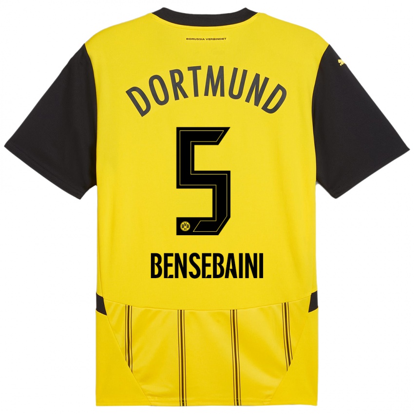 Uomo Maglia Ramy Bensebaini #5 Giallo Nero Kit Gara Home 2024/25 Maglietta