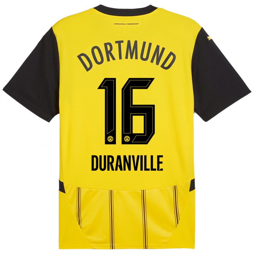 Uomo Maglia Julien Duranville #16 Giallo Nero Kit Gara Home 2024/25 Maglietta