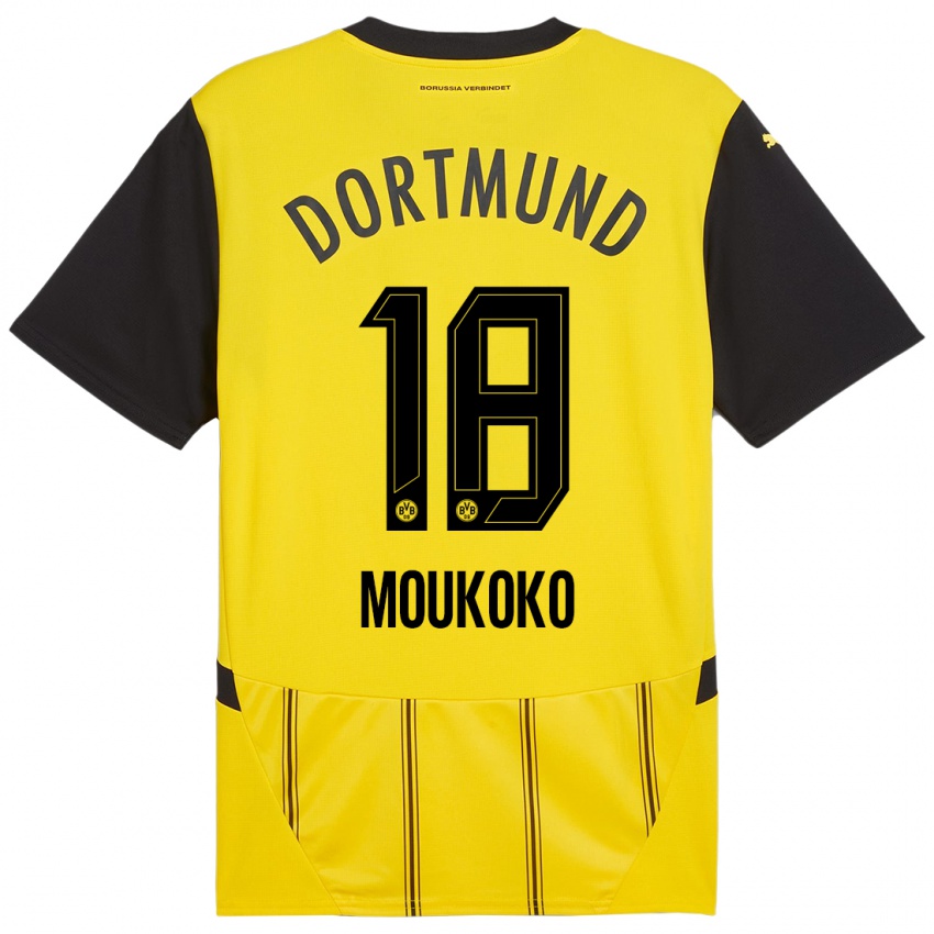 Uomo Maglia Youssoufa Moukoko #18 Giallo Nero Kit Gara Home 2024/25 Maglietta