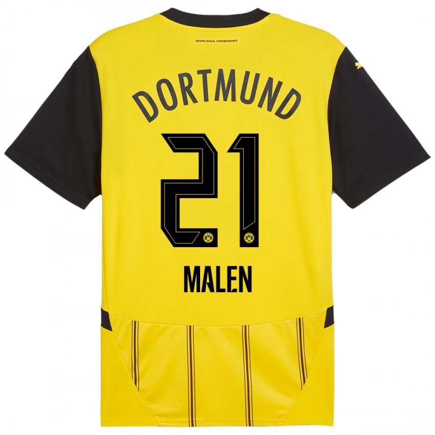 Uomo Maglia Donyell Malen #21 Giallo Nero Kit Gara Home 2024/25 Maglietta