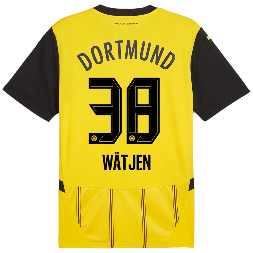 Uomo Maglia Kjell Wätjen #38 Giallo Nero Kit Gara Home 2024/25 Maglietta