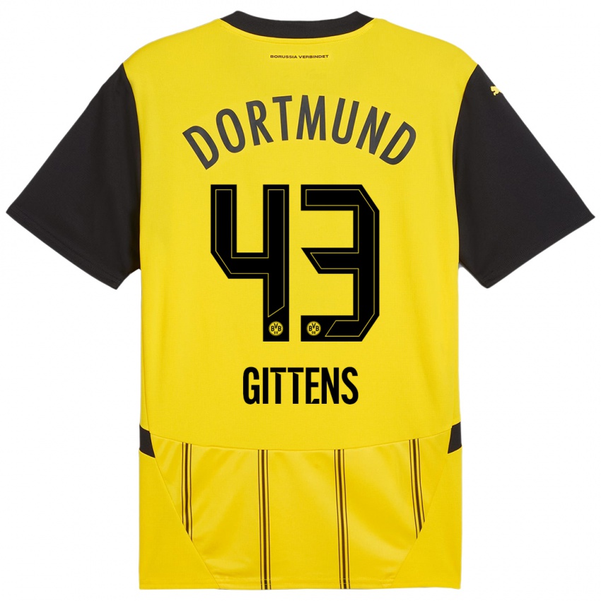 Uomo Maglia Jamie Bynoe-Gittens #43 Giallo Nero Kit Gara Home 2024/25 Maglietta