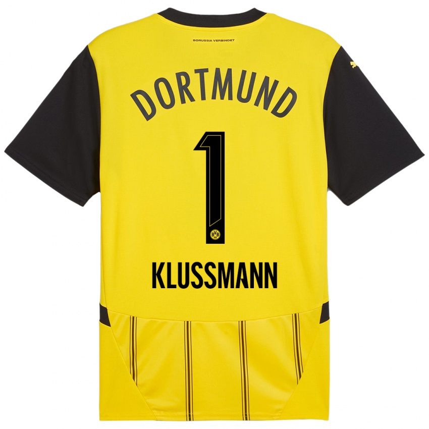 Uomo Maglia Leon Klußmann #1 Giallo Nero Kit Gara Home 2024/25 Maglietta