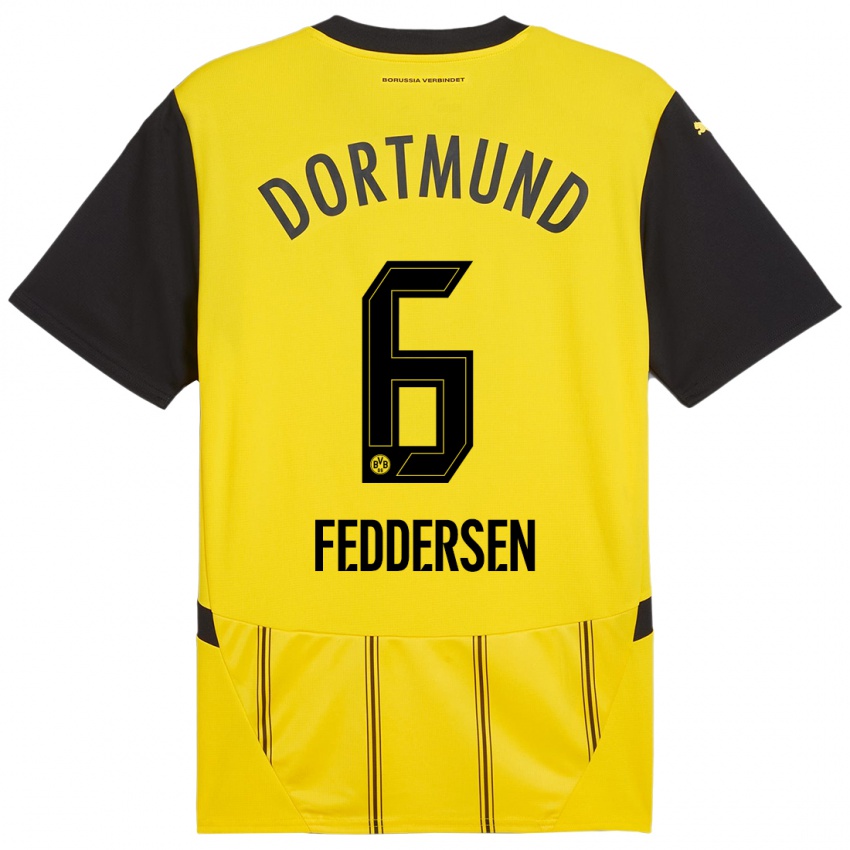 Uomo Maglia Jonas Feddersen #6 Giallo Nero Kit Gara Home 2024/25 Maglietta