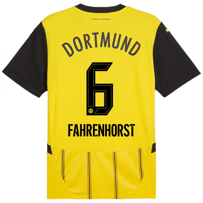 Uomo Maglia Luke Fahrenhorst #6 Giallo Nero Kit Gara Home 2024/25 Maglietta