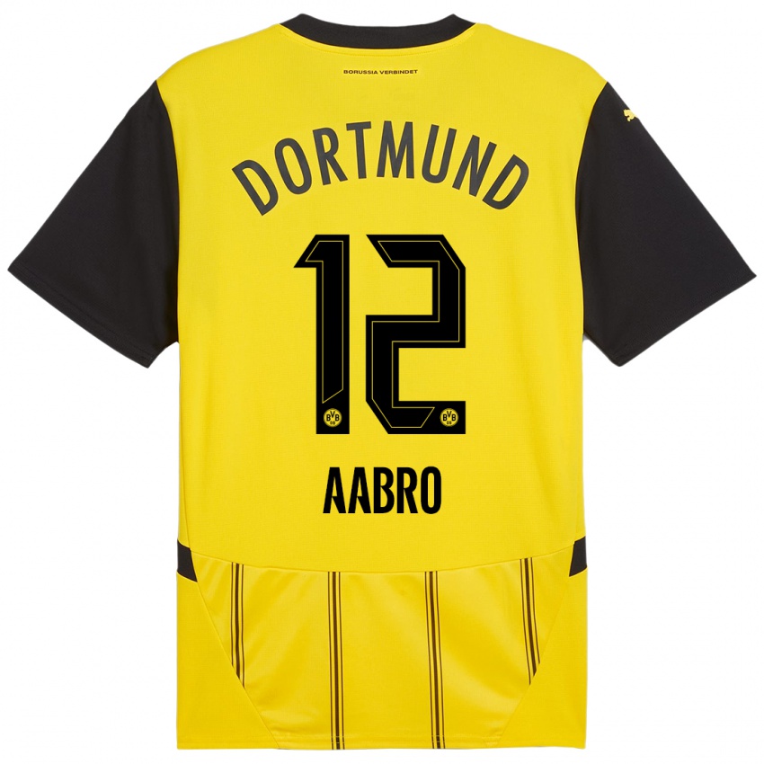 Uomo Maglia Gustav Aabro #12 Giallo Nero Kit Gara Home 2024/25 Maglietta