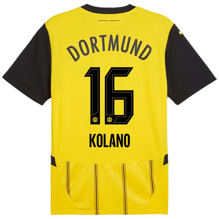 Uomo Maglia Damian Kolano #16 Giallo Nero Kit Gara Home 2024/25 Maglietta