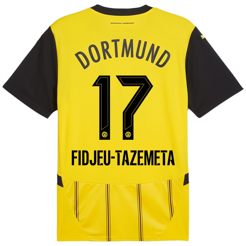 Uomo Maglia Thierry Fidjeu-Tazemeta #17 Giallo Nero Kit Gara Home 2024/25 Maglietta