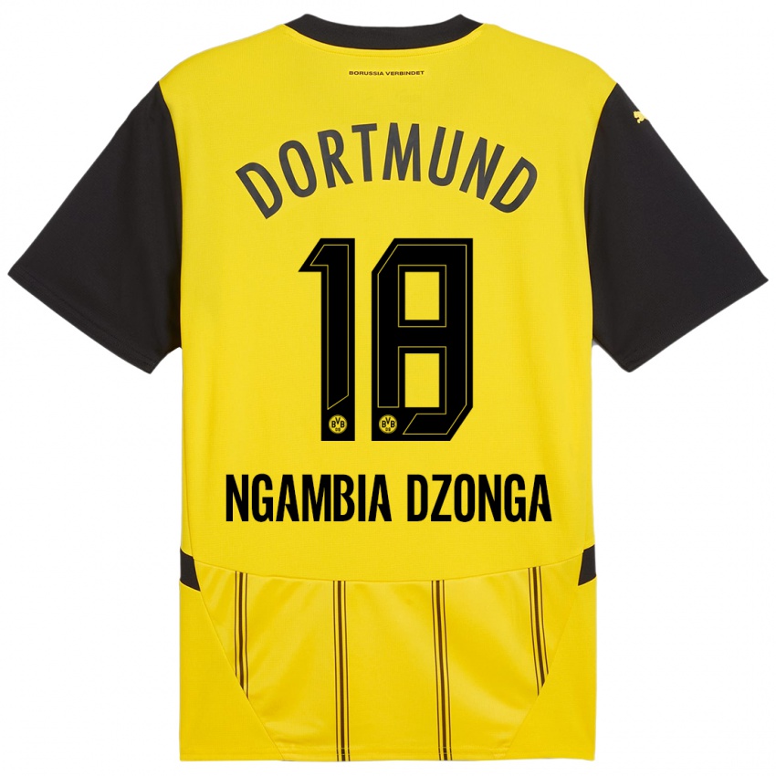 Uomo Maglia Diego Ngambia Dzonga #18 Giallo Nero Kit Gara Home 2024/25 Maglietta