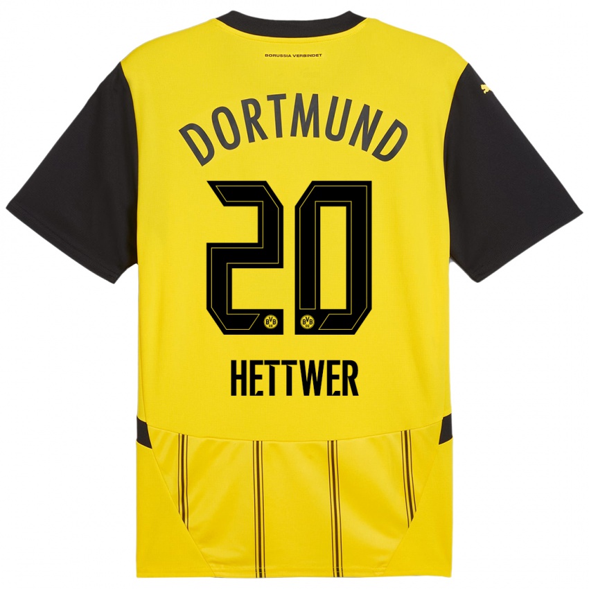 Uomo Maglia Julian Hettwer #20 Giallo Nero Kit Gara Home 2024/25 Maglietta