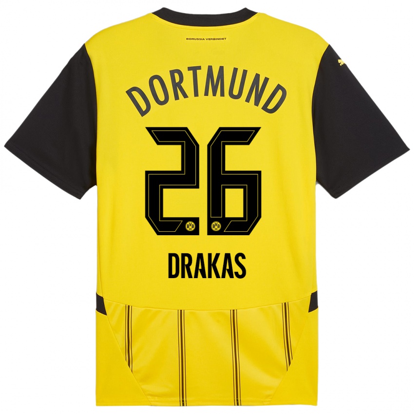 Uomo Maglia Babis Drakas #26 Giallo Nero Kit Gara Home 2024/25 Maglietta