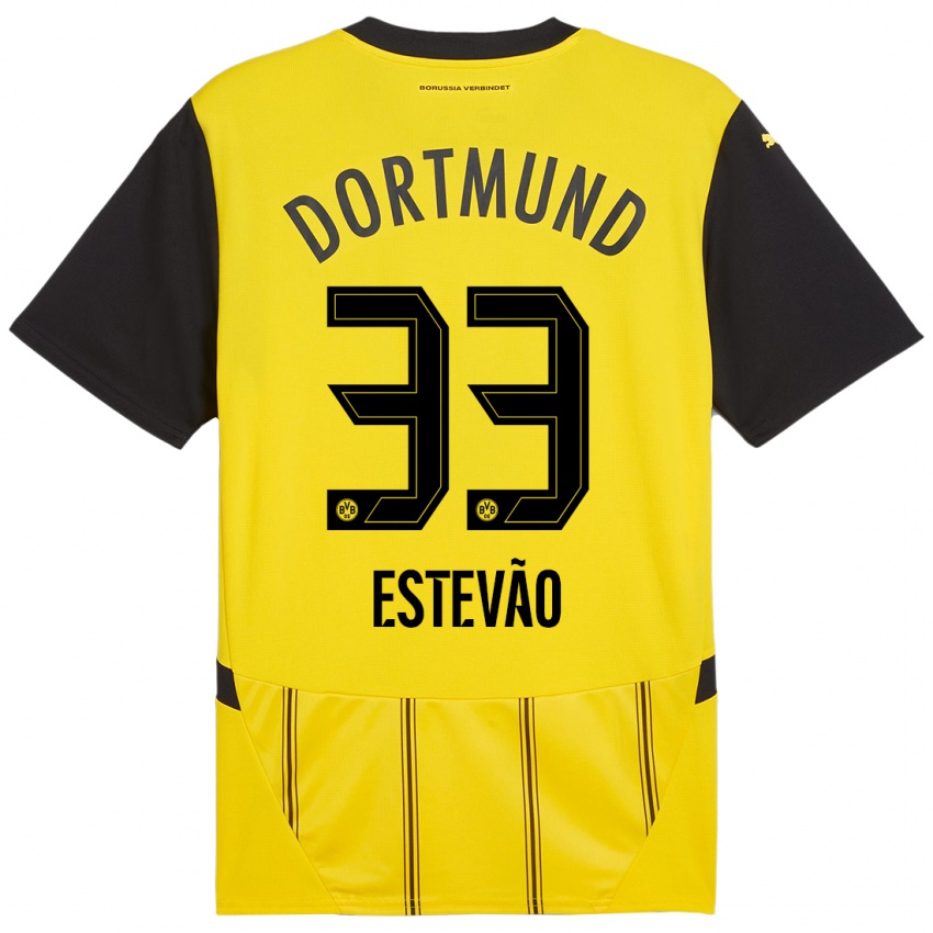 Uomo Maglia Tiago Estevão #33 Giallo Nero Kit Gara Home 2024/25 Maglietta