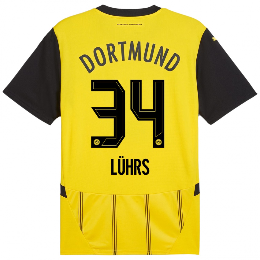 Uomo Maglia Yannik Lührs #34 Giallo Nero Kit Gara Home 2024/25 Maglietta