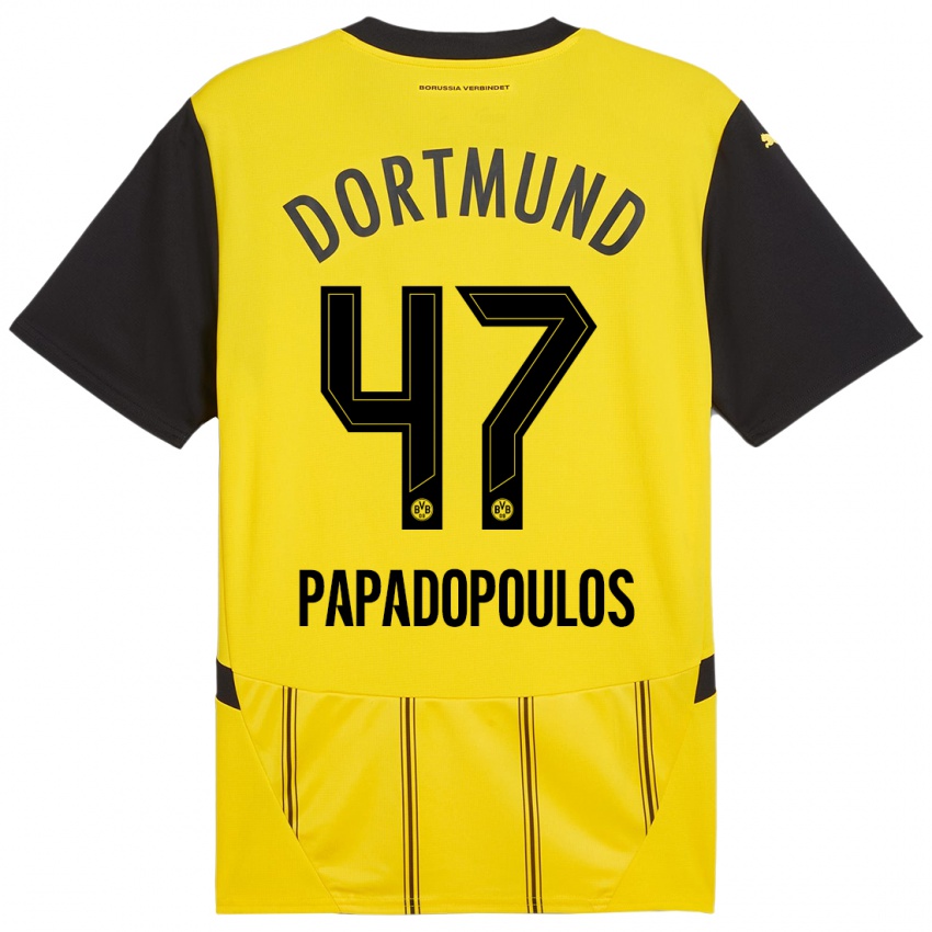 Uomo Maglia Antonios Papadopoulos #47 Giallo Nero Kit Gara Home 2024/25 Maglietta