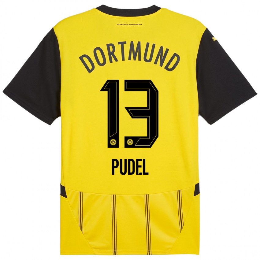 Uomo Maglia Bjarne Pudel #13 Giallo Nero Kit Gara Home 2024/25 Maglietta