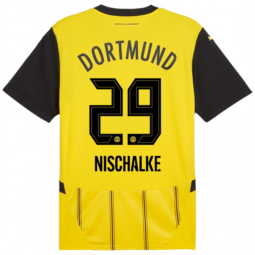 Uomo Maglia Jermain Nischalke #29 Giallo Nero Kit Gara Home 2024/25 Maglietta