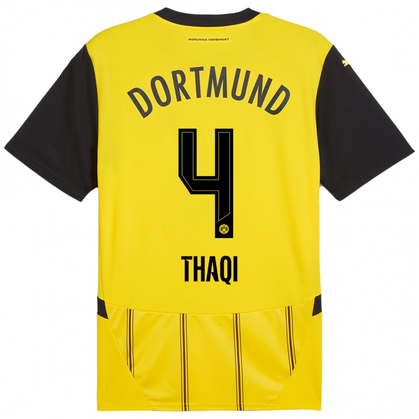 Uomo Maglia Albin Thaqi #4 Giallo Nero Kit Gara Home 2024/25 Maglietta