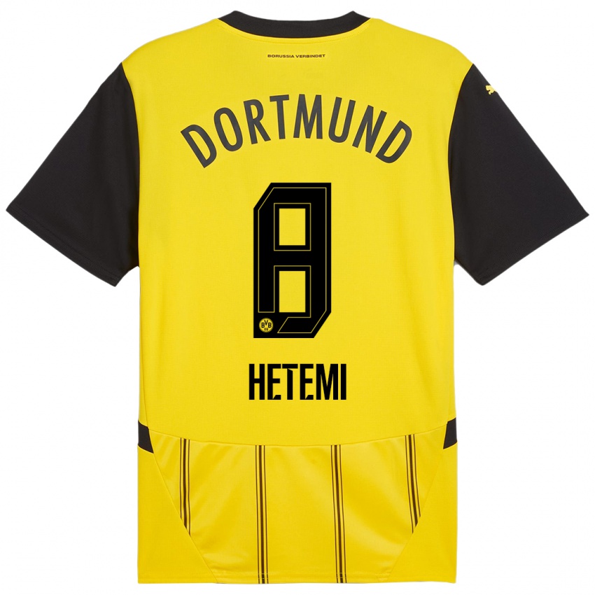 Uomo Maglia Rilind Hetemi #8 Giallo Nero Kit Gara Home 2024/25 Maglietta