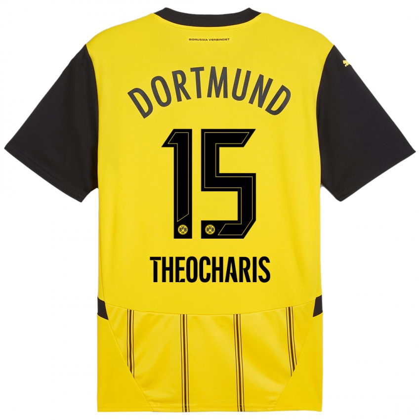 Uomo Maglia Elefterios Theocharis #15 Giallo Nero Kit Gara Home 2024/25 Maglietta