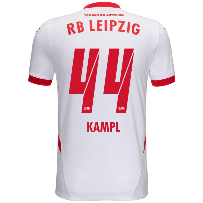 Uomo Maglia Kevin Kampl #44 Bianco Rosso Kit Gara Home 2024/25 Maglietta