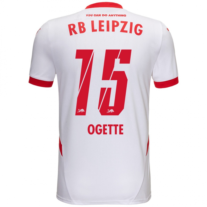 Uomo Maglia Israel Ogette #15 Bianco Rosso Kit Gara Home 2024/25 Maglietta