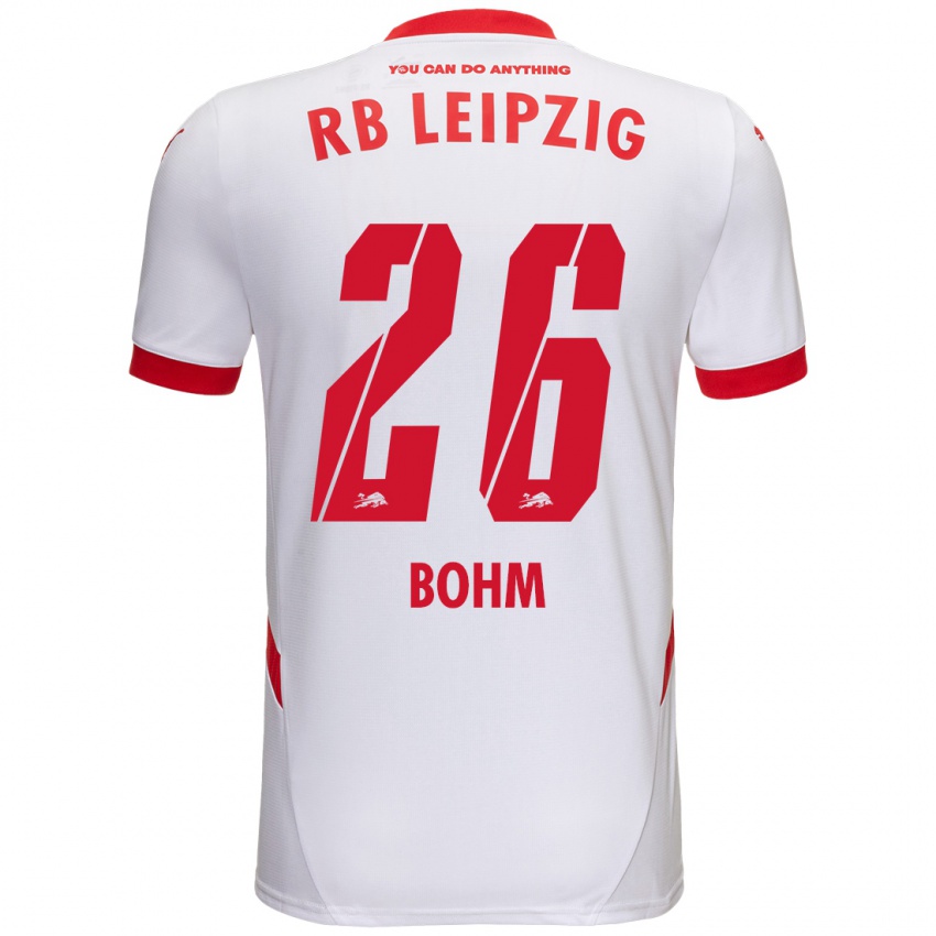 Uomo Maglia Pepe Böhm #26 Bianco Rosso Kit Gara Home 2024/25 Maglietta