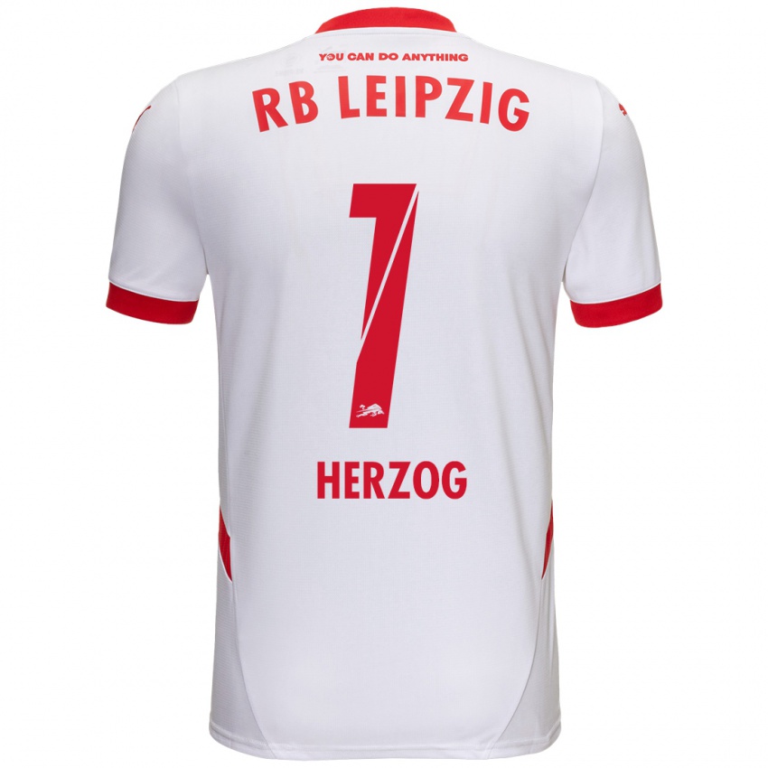 Uomo Maglia Elvira Herzog #1 Bianco Rosso Kit Gara Home 2024/25 Maglietta