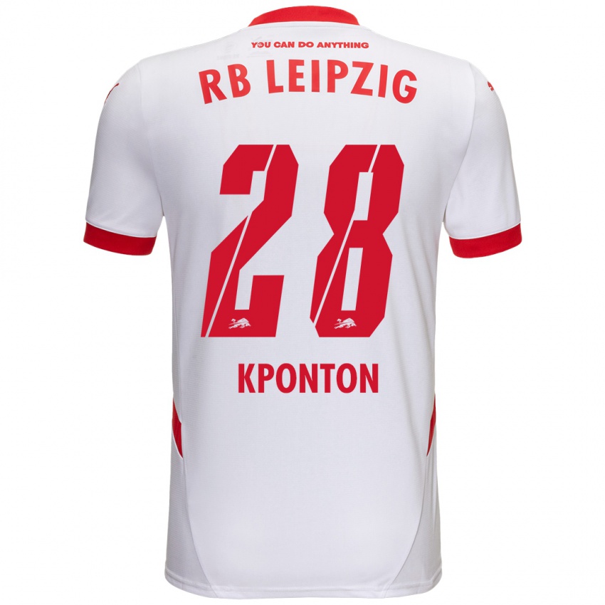 Uomo Maglia Marwan Kponton #28 Bianco Rosso Kit Gara Home 2024/25 Maglietta