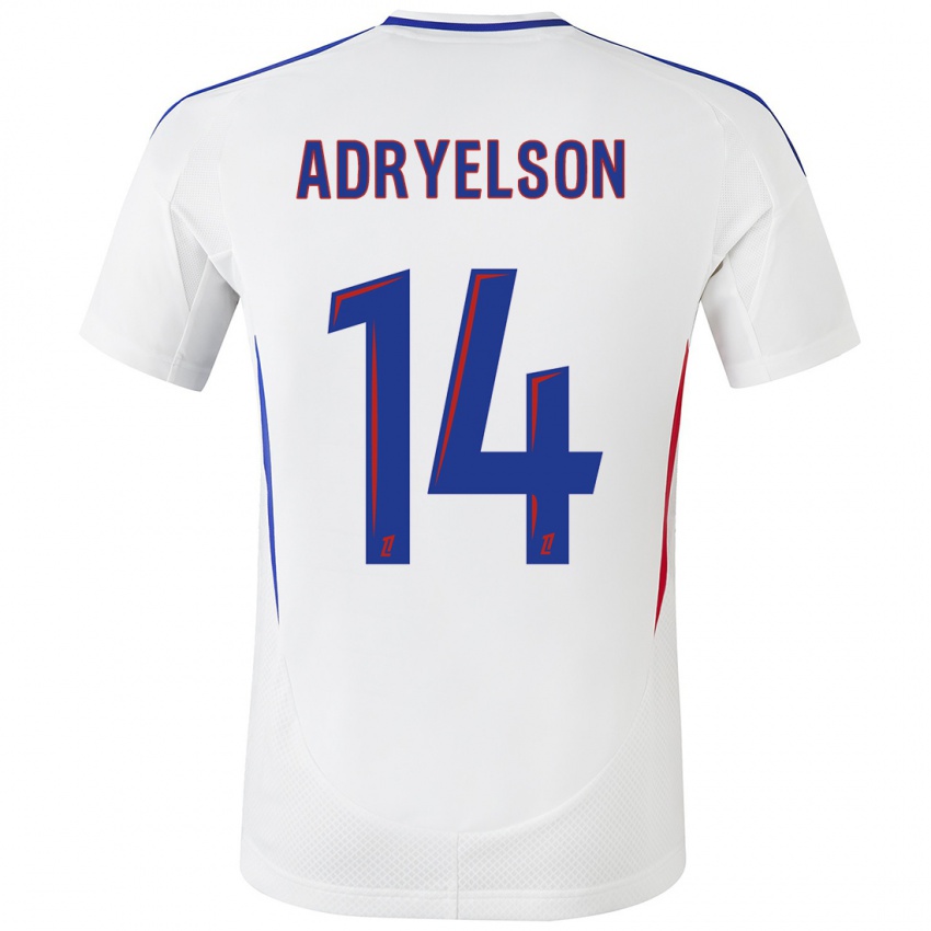 Uomo Maglia Adryelson #14 Bianco Blu Kit Gara Home 2024/25 Maglietta