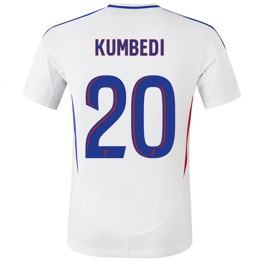 Uomo Maglia Saël Kumbedi #20 Bianco Blu Kit Gara Home 2024/25 Maglietta