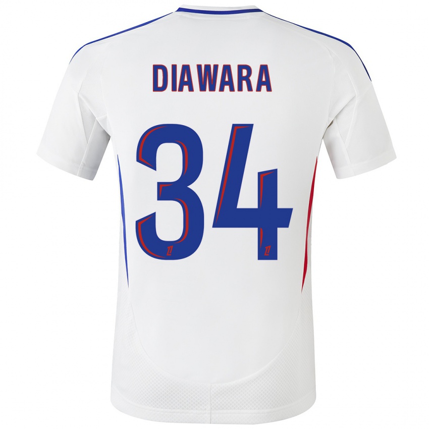 Uomo Maglia Mahamadou Diawara #34 Bianco Blu Kit Gara Home 2024/25 Maglietta