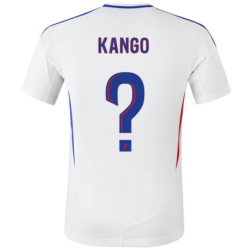 Uomo Maglia Steeve Kango #0 Bianco Blu Kit Gara Home 2024/25 Maglietta