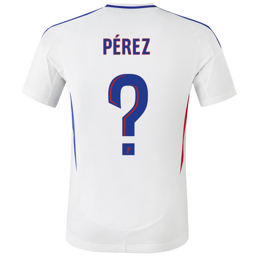 Uomo Maglia Axel Pérez #0 Bianco Blu Kit Gara Home 2024/25 Maglietta