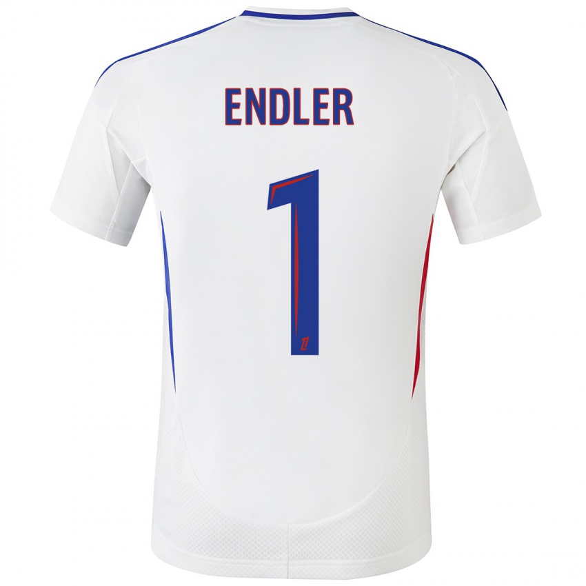 Uomo Maglia Christiane Endler #1 Bianco Blu Kit Gara Home 2024/25 Maglietta