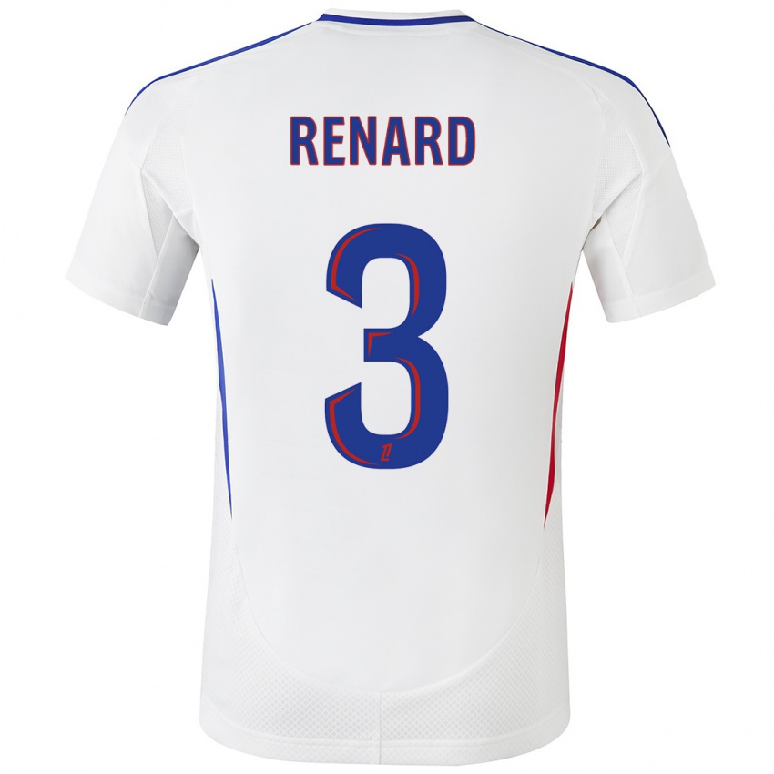 Uomo Maglia Wendie Renard #3 Bianco Blu Kit Gara Home 2024/25 Maglietta