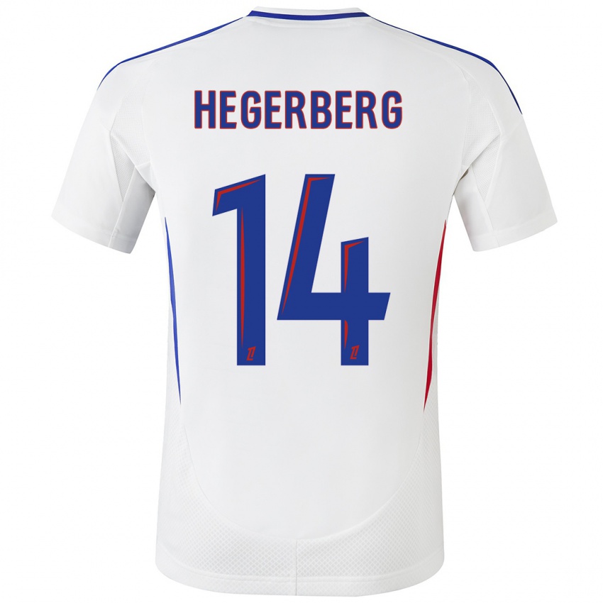 Uomo Maglia Ada Hegerberg #14 Bianco Blu Kit Gara Home 2024/25 Maglietta