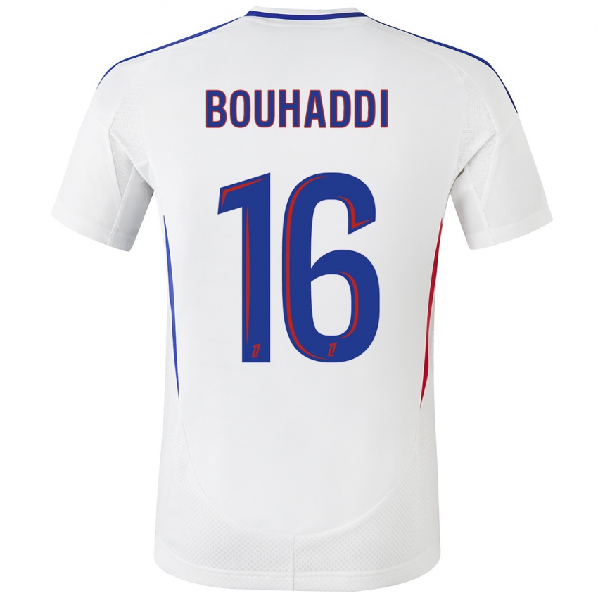 Uomo Maglia Sarah Bouhaddi #16 Bianco Blu Kit Gara Home 2024/25 Maglietta